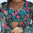 thumbnail image 6 of Lopeceal Women's Floral 3 Piece Hawaiian Outfits Beach Kimono Cardigans Cover Ups Crop Cami Tops Boy Shorts Tankini Swimsuit, 6 of 8