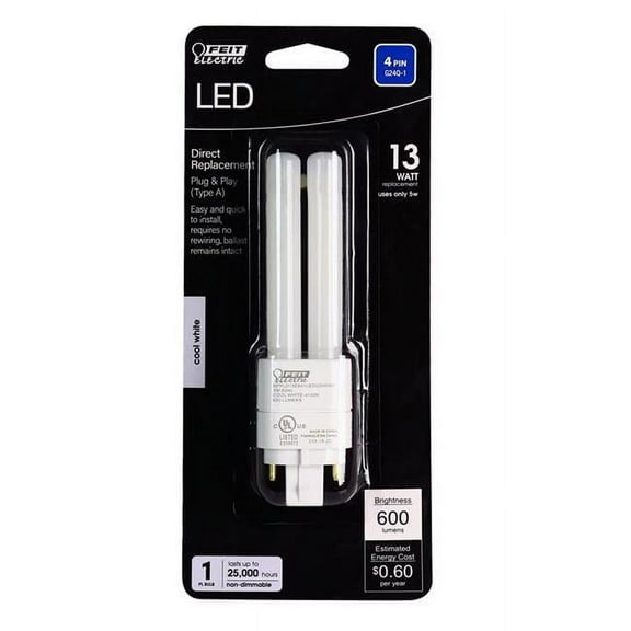Feit Linear PL GX23-2 LED Bulb Cool White 13 Watt Equivalence 1 pk