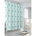 thumbnail image 3 of Teal Blue Cyan Shower Curtain, Morocco Geometric Abstract Waterproof Shower Curtain Set with 12 Hooks Lightweight Washable Fabric Shower Curtains for Bathroom 48x72 Inches, 3 of 6