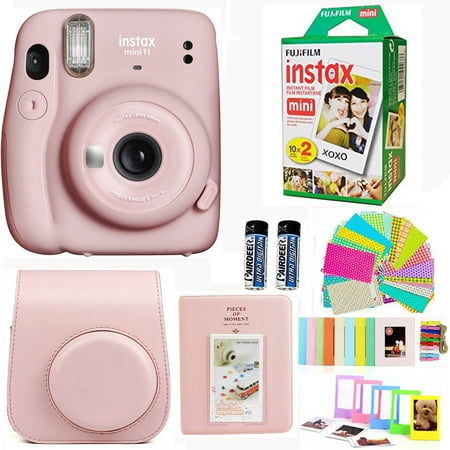 Fujifilm Instax Mini 11 Blush Pink Camera with Fuji Instant Film Twin Pack (20 Pictures) + Pink Case, Album, Stickers, and More Accessories Bundle