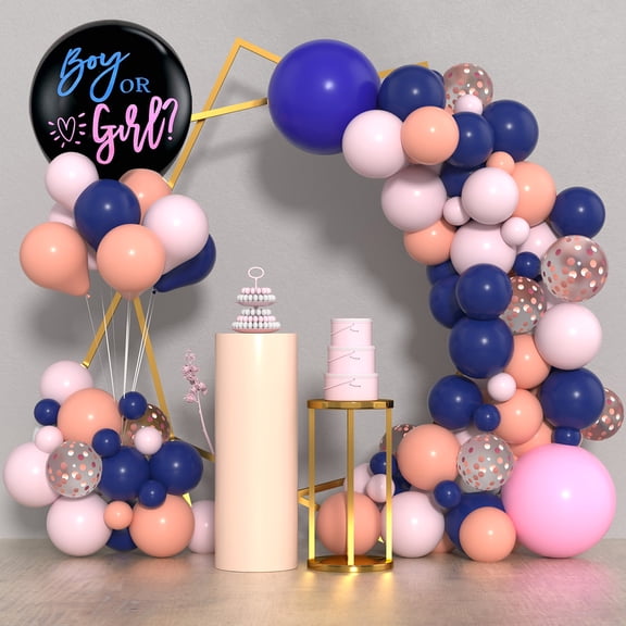 Gender Reveal Balloon Garland Arch Kit - Pink and Navy Blue Gender Reveal Balloon Arch Garland Kit for Baby Girls Party Supplies(Pink and Navy Blue)
