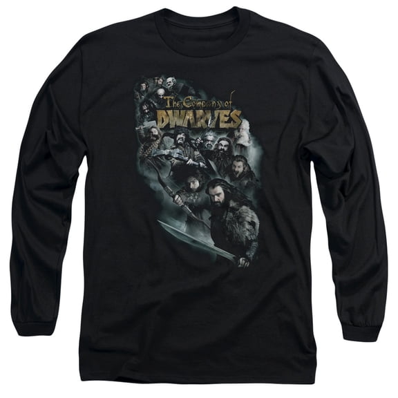 The Hobbit Company Of Dwarves Long Sleeve Adult 18/1 T-Shirt Black
