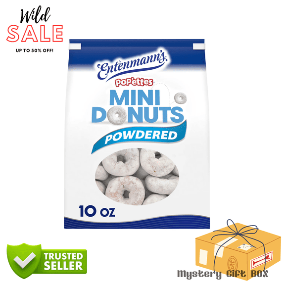 Entenmann's Pop'ettes Powdered Donuts, 10 oz, Sugar Mini Donuts, Bag