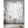 thumbnail image 2 of Spring Floral Sheer Curtains 108 Inch Long 2 Panels, Watercolor Flowers Countryside Light Filtering Rod Pocket Semi Sheer Curtains, Sheer Voile Drapes for Living Room Bedroom, 52"x108", 2 of 5