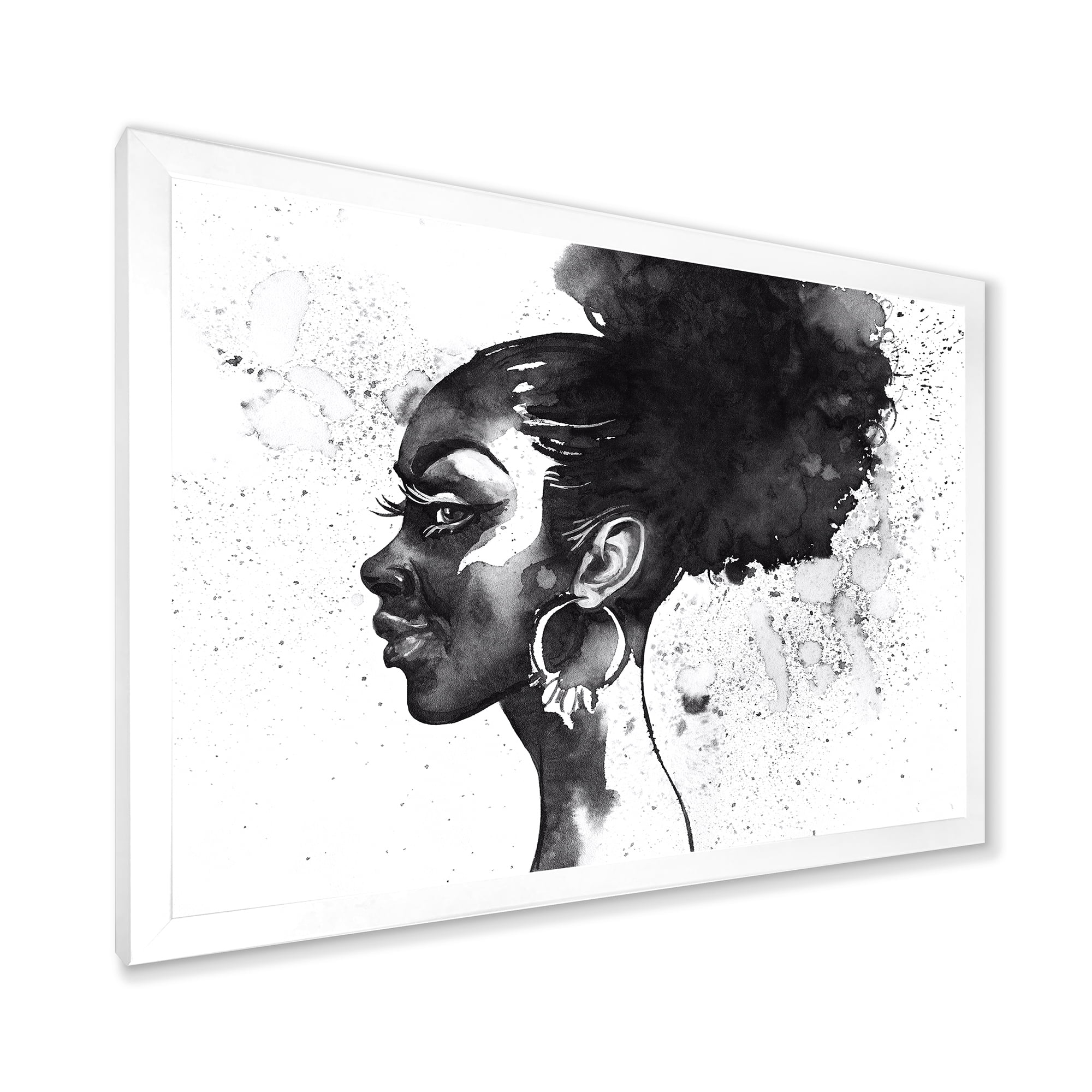 Designart 'Black and White Portrait of African American Woman I' Modern Framed Art Print