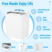 SUNCROWN 16lbs Portable Twin Tub Washer with Spin Dryer Washing Machine , Mini Compact Laundry Washer Machine with Drain Pump, Semi-automatic Washer Combo, Apartments(Grey)