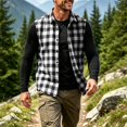 thumbnail image 2 of Atkumj Plaid Vest for Men Versatile Turn Down Collar Button Up Vest Fashion Loose Color Block Sleeveless Shirts for Men for Relaxed Daily Outfit S, 2 of 8