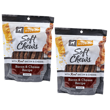 Simply Nourish Soft Chews Bacon and Cheese Sticks Dog Treats, 6oz (Pack of 2)