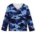 thumbnail image 4 of dazeni Girl's Camo Print Long Sleeve Tee Shirt V Neck Fall Casual Tee Tops Loose Casual Tuinc Tops for Kids, 4 of 8