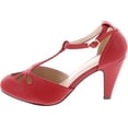 thumbnail image 2 of Chase & Chloe Kimmy-36 Women's Teardrop Cut Out T-Strap Mid Heel Dress Pumps, 2 of 7