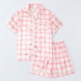 thumbnail image 3 of Kiijoy Girls Satin Pajamas Short Sleeve Button Down Shirt Shorts Pajama Set Kids Sleepwear, 3 of 3