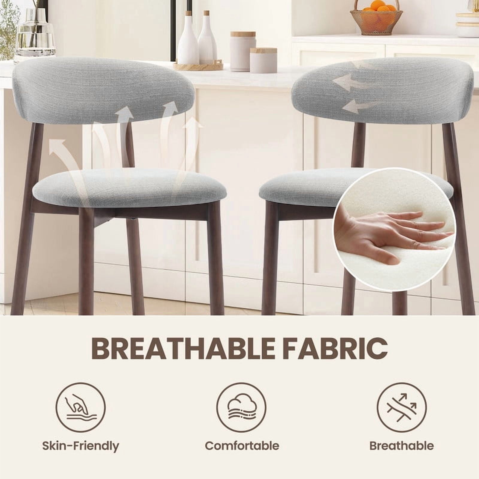 COLAMY Upholstered Counter Height Bar Stools Set of 3, Kitchen Island Stools with Back, Suitable for 34"-41" Table, Modern Counter Chairs with Wood Legs for Dining Room, Light Grey