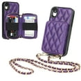 thumbnail image 5 of iPhone XR Wallet Case and Cover, Allytech Zipper Case with Card Holder Slot Crossbody Chain Strap Handbag Purse Wrist Strap Shockproof PU Leather Case for iPhone Xr 6.1", Purple, 5 of 6
