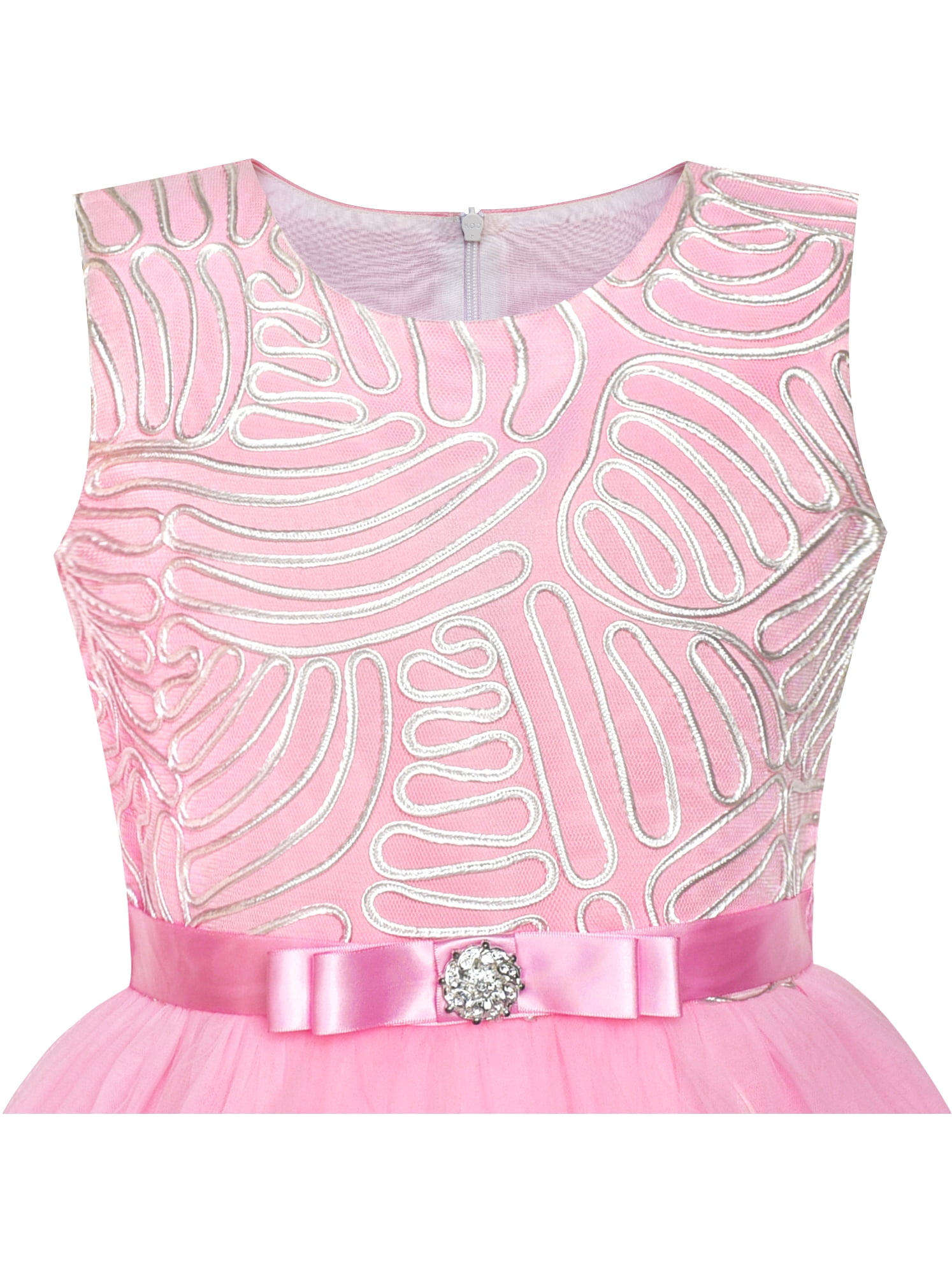 Robe Fille Sunny Fashion - Fleur Bleu Avec Ceinture - Pour Mariage Ou Fête - Taille 4-12 Ans