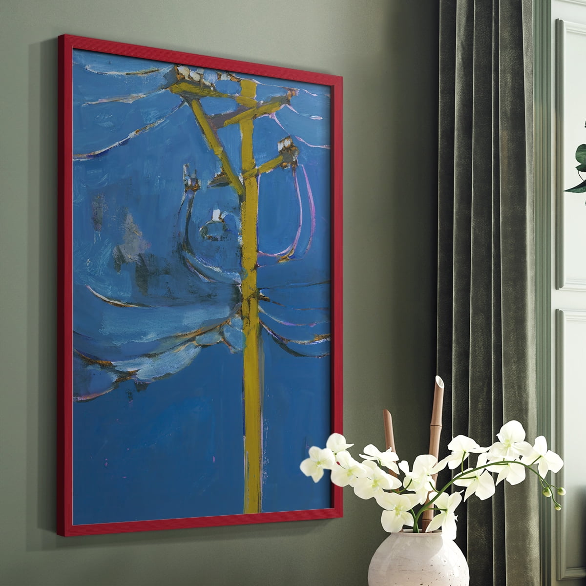 Wires IV Framed Print - Solid Wood in Single Picture Frame Solid Wood 2 Framed Print