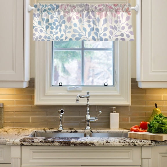 Flowers Or Leaves Curtain Valances Farmhouse Design Window Treatment Decor Blackout Rod Pocket for Windows Living Room Kitchen 54" x 18"