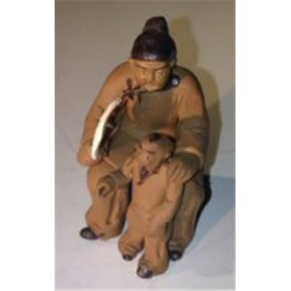 Bonsai Boy e3281 Ceramaic Figurine - Woman & Child Sitting On A Bench