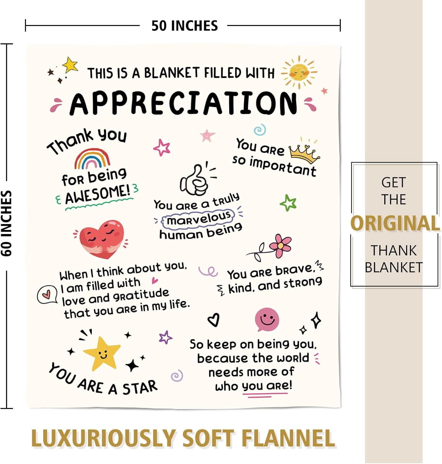Thank You Gifts for Women Men, Appreciation Gifts- Soft Heartwarming Blanket with Appreciation Words- Teacher Employee Nurse Appreciate Gifts, Thank You Present for Coworker Friend