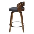 thumbnail image 6 of OFM 161 Collection Mid Century Modern 24" Low Back Bentwood Frame Swivel Seat Stool with Fabric Back and Seat Cushion, in Walnut/Navy (161-WF24C-NVY), 6 of 10
