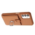 thumbnail image 4 of Compatible with Samsung Galaxy A13 4G Wallet Phone Case,360°Rotation Finger Ring Holder Kickstand,with Card Holder,Lychee Pattern PU Leather Durable Shockproof Rugged Phone Case,Brown, 4 of 12