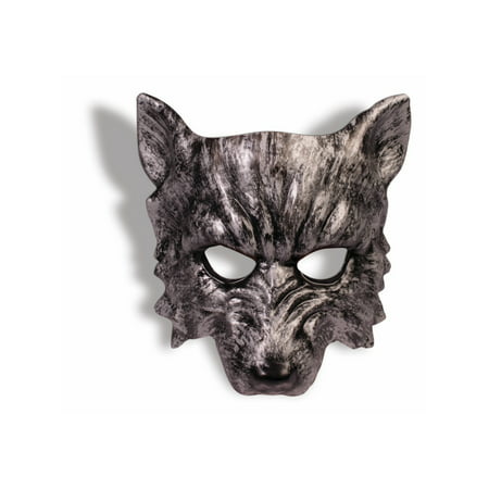Adult Scary Silver Wolf Mardi Gras Mask With Elastic Costume Accessory