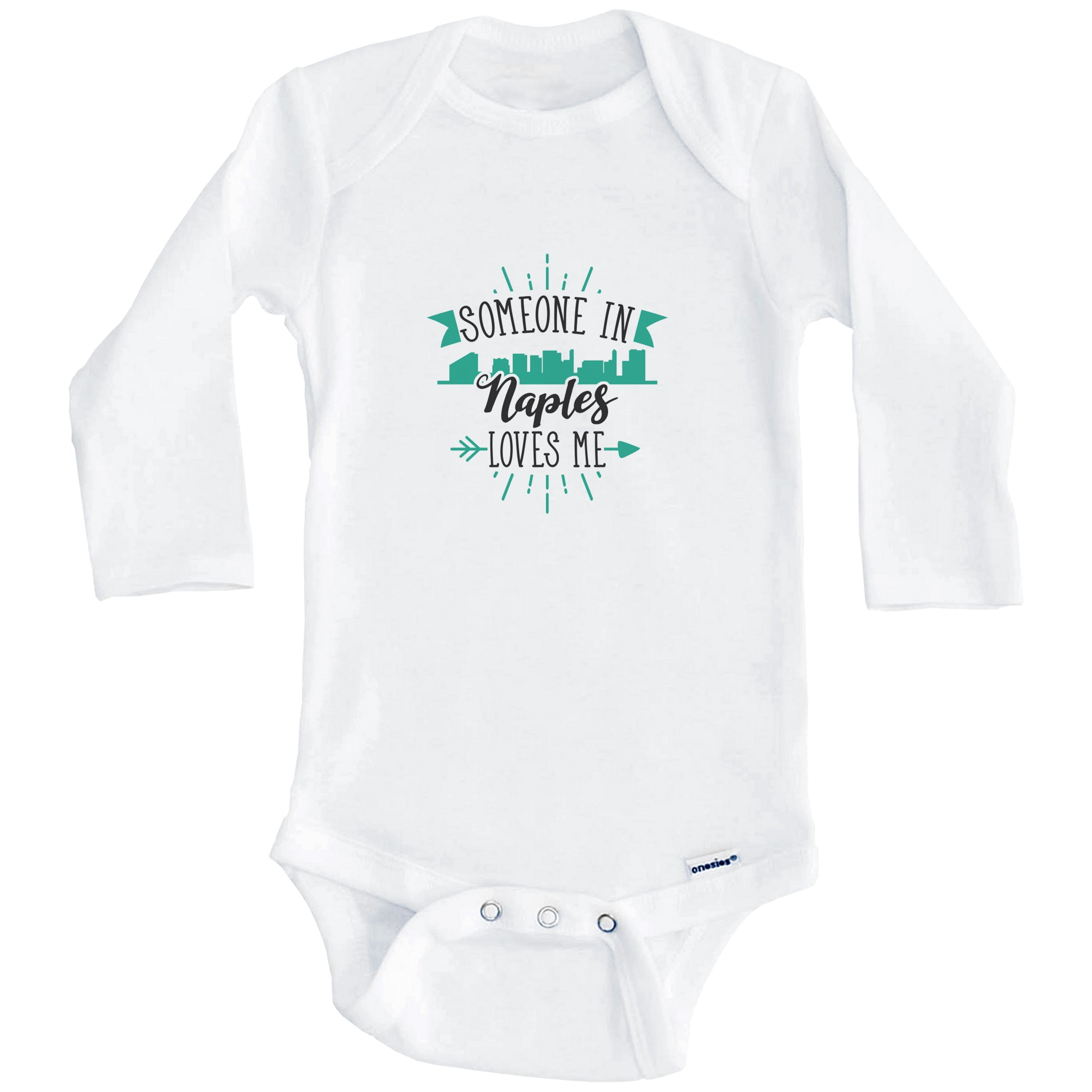 Someone In Naples Loves Me Naples FL Skyline One Piece Baby Bodysuit (Long Sleeve), 3-6 Months White