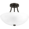 thumbnail image 4 of Progress Lighting Gather Collection 2-Light Semi-Flush Mount in Antique Bronze with White Etched Glass Shades, 4 of 10