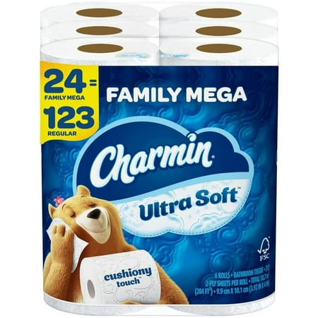 Ultra Soft Toilet Paper Family Mega Roll  24 Count