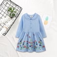 thumbnail image 4 of Vestidos de algodón para niñas pequeñas hoksml, mangas largas, dobladillo con volantes, solapa, bordado de flores, camiseta, ropa en liquidación, 4 of 7