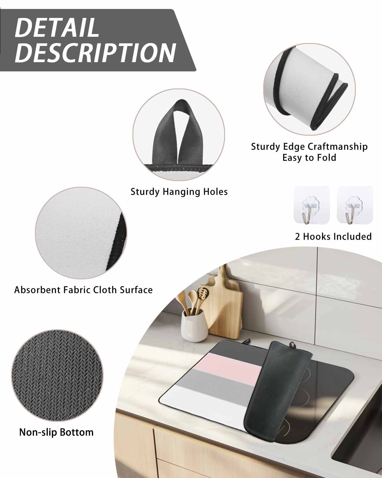 Stove Top Covers for Electric Stove, Pink Grey Striped Glass Stovetop Cover Protector, Farmhouse Modern Induction Cooktop Protector Oven Mat for Kitchen Countertop 31"x24"