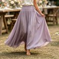 thumbnail image 4 of Lnmiateer Women Smocked High Waist Maxi Skirt Side Drawstring Flowy Pleated A-Line Long Skirt Elegant Wedding Guest Beach Vacation Casual Bottoms, 4 of 7