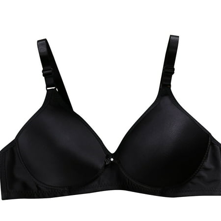 Yyeselk Womens Wire-Free Bras Comfort Push Up Bras Lightly Lined Breathable Adjustable Strap Daily Bra No Underwire Soft Full Coverage Bra Black M