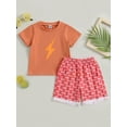 thumbnail image 2 of Bagilaanoe 2pcs Toddler Baby Boy Girl Short Pants Set Short Sleeve Graphic Print T Shirt Tops + Shorts 6M 18M 24M 3T 4T 5T Kids Casual Summer Outfits, 2 of 8