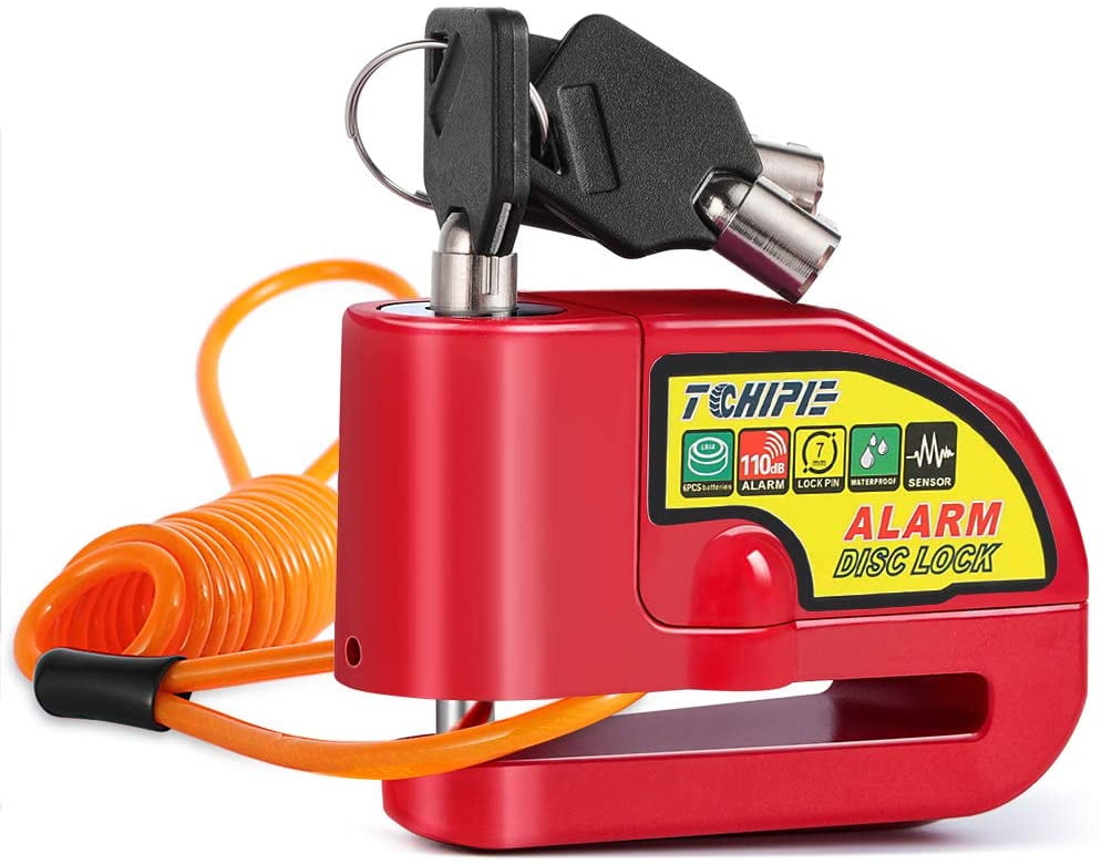 Tchipie Motorcycle Alarm Disc Brake Lock, Anti Theft Motorbike Security