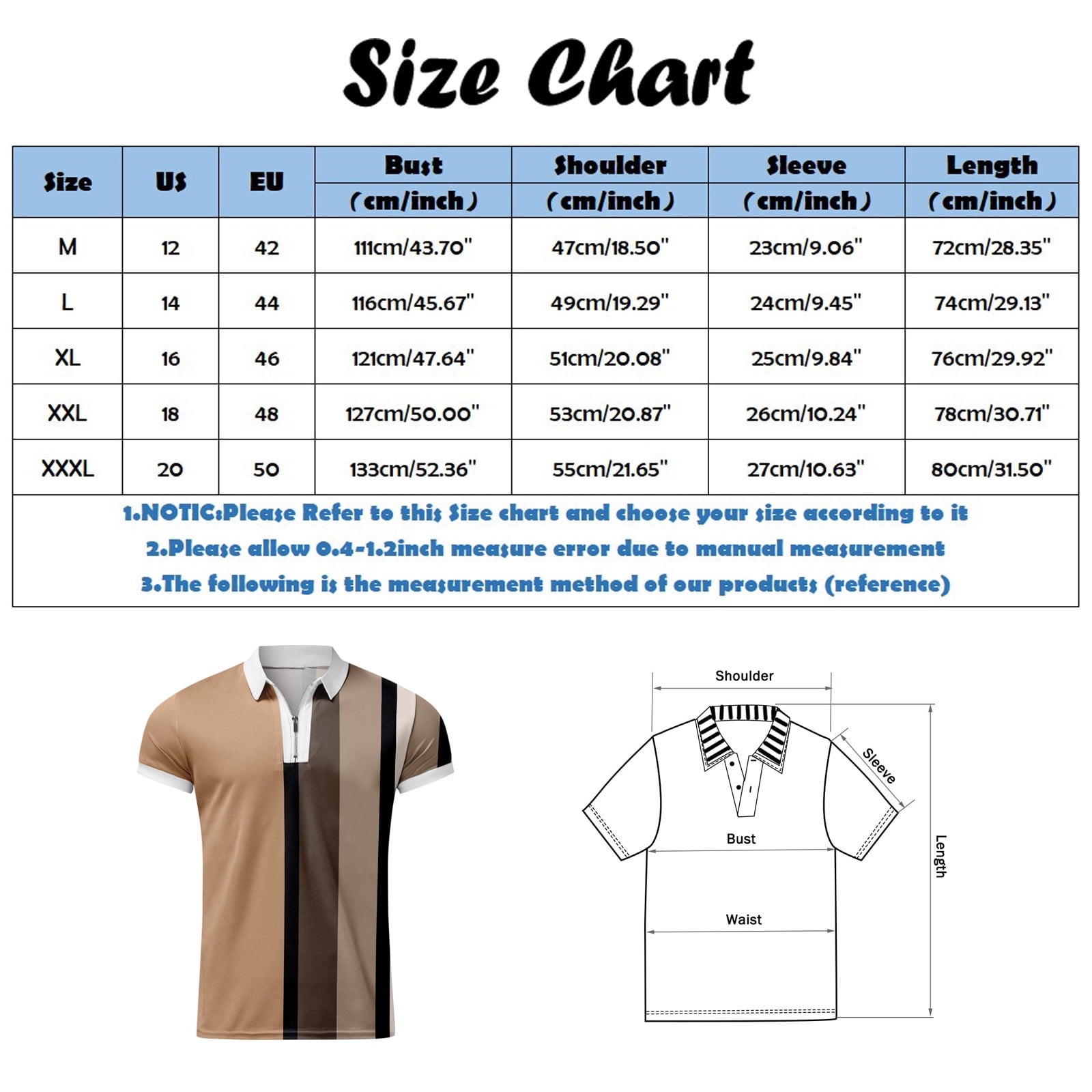 outfmvch polo shirts for men casual splice strip zipper turn-down collar long  sleeve polos shirt womens tops brown 