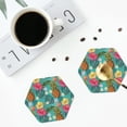 thumbnail image 5 of Pofeuu Pineapple Print Leather Coasters Set of 6, Round Cups Mugs Mat Pad for Home Kitchen Heat Resistant Drink Coasters,Hexagon, 5 of 7