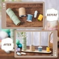 thumbnail image 4 of Wooden Ribbon Rack Storage Ribbon Organizer Spool Holder Wire Spool Stand Holder for Sewing Craft Mesh Wreath Crochet Thread Tulle Roll Florist Arts Wrapping Gift 14.2x3.8x11.8inch Bisque, 4 of 6