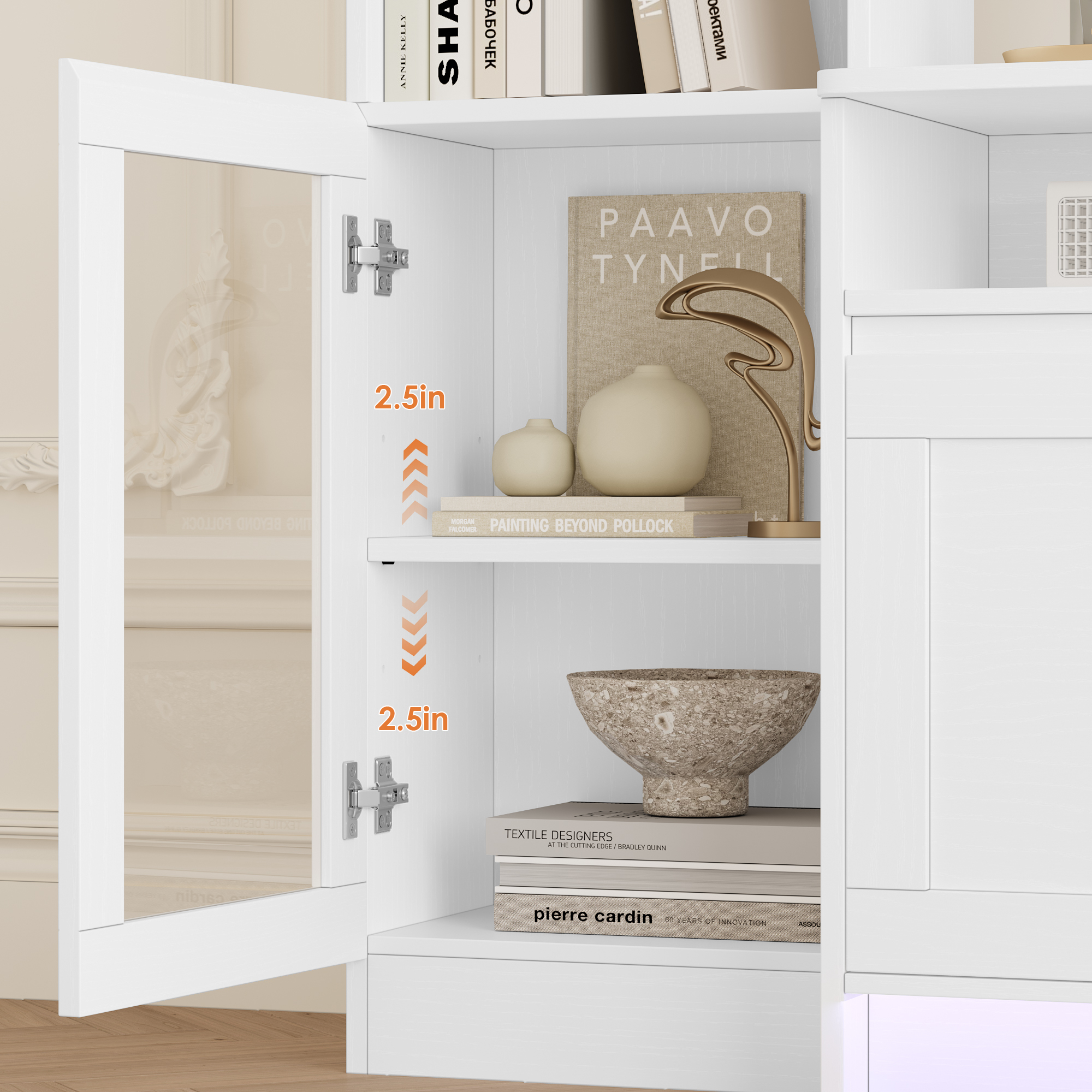 Hiphuta 79" Wall Unit Entertainment Center with Shelves, White photo 8