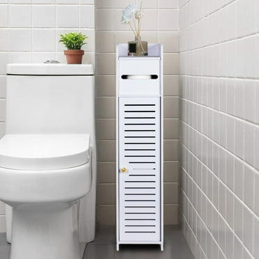 PinkSheep Bathroom Storage Cabinet with Doors and Shelves, Freestanding Toilet Paper Holders Stand Storage Cabinet Organizer Shelf for Small Spaces, White