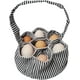 thumbnail image 1 of Xiao Hua 2 cestas de tela para huevos frescos, con 7 bolsas para huevos de gallina, pato y codorniz. Diseño rústico a rayas con asa., 1 of 5