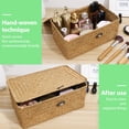 thumbnail image 3 of BESTYASH Wicker Boxes with Lids Light Yellow Seaweed Woven Basket 1Set, 3 of 6