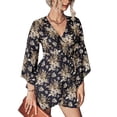 thumbnail image 1 of Vestido mini con escote en V y manga larga, vestido mini con escote en V y estampado floral, vestido mini con escote en V y estampado floral con cinturón, rendimiento confiable, 1 of 7