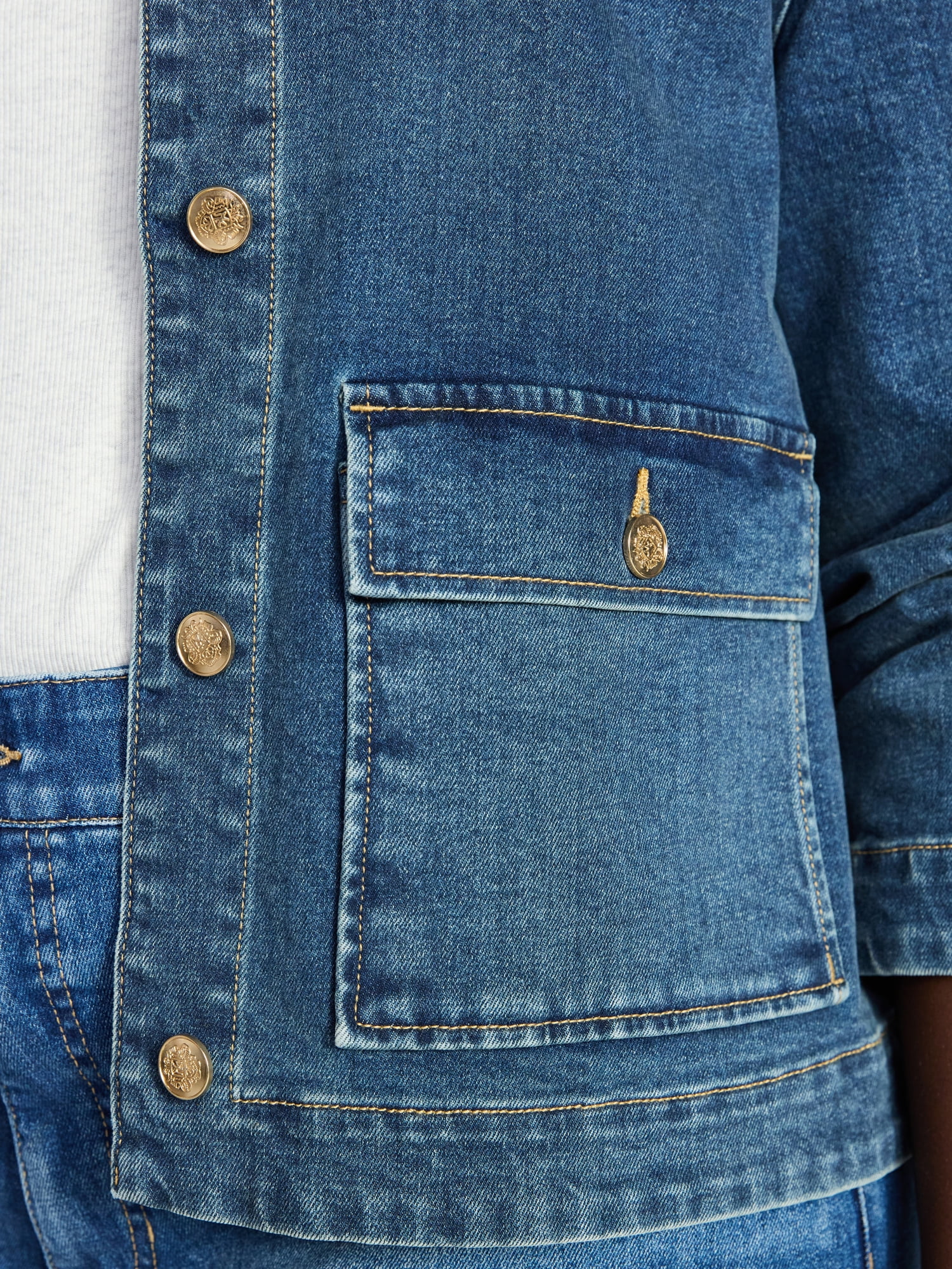 Terra & Sky Women's Plus Denim Lady Jacket With Pockets, Sizes 0X-5X
