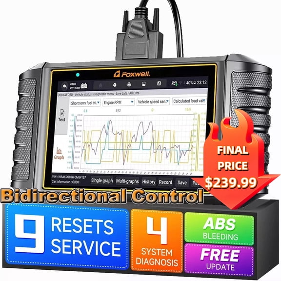 Newest Version FOXWELL NT716 OBD2 Scanner Automotive Diagnostic Tool 9 Maintenance Engine Airbag ABS Transmission Four System Scanner Car Code Reader Injector DPF BMS ABS SAS OIL TPMS EPB TPS Reset