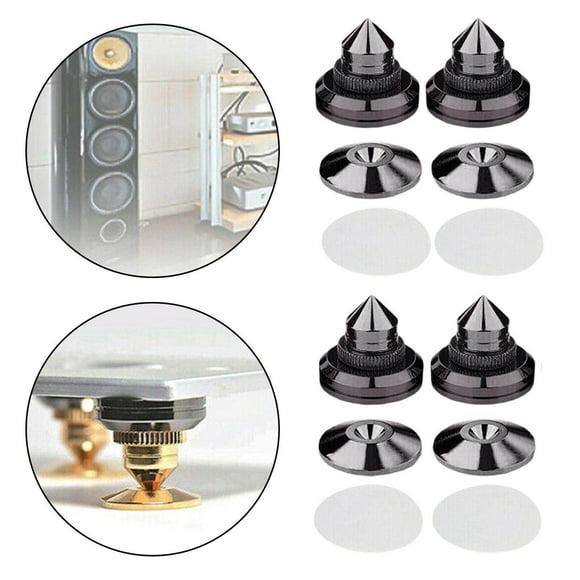 Langgg 4PCS Speakers Stand Spikes Stand turntable mat speaker Loudspeaker floor Shockproof floor speaker Box Nails Pads Alloy Black