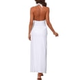 thumbnail image 3 of INSPIRE CHIC Women's Plung Deep V Buckle Bikini Sets, 2 Pieces Halter Tops Long Skirt Cover Up Swimwear Bathing Suits White Large, 3 of 5
