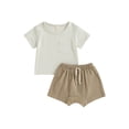 thumbnail image 1 of Kmbangi Baby 2Piece Outfits Short Sleeve Newborn Shirt + Elastic Shorts Set Summer Clothes, 1 of 9