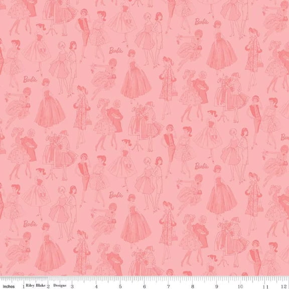 Barbie Vintage Tonal Pink Cotton Fabric
