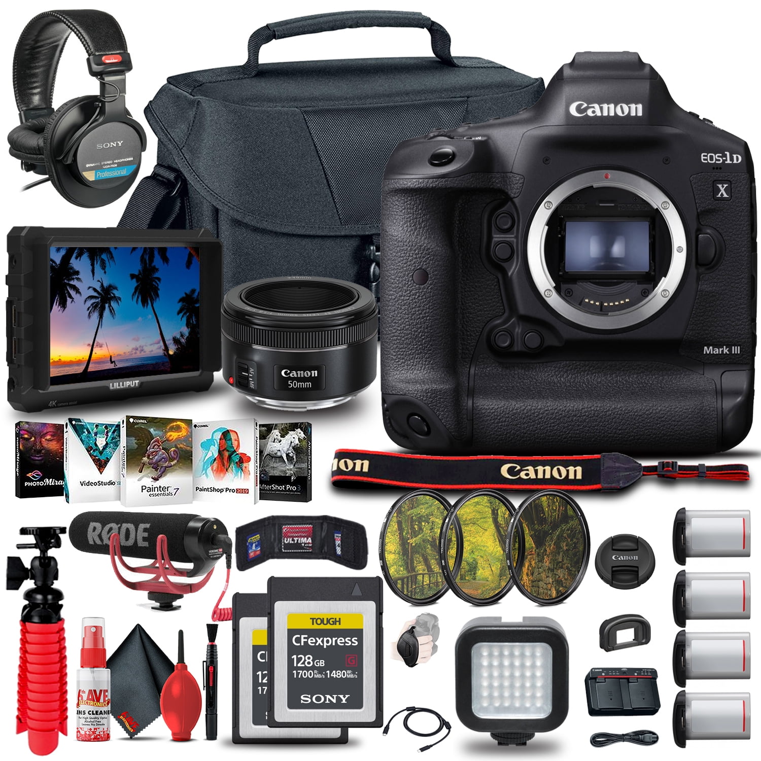 Canon EOS-1D X Mark III DSLR Camera (Body Only) (3829C002) + 4K Monitor + More (International Version)