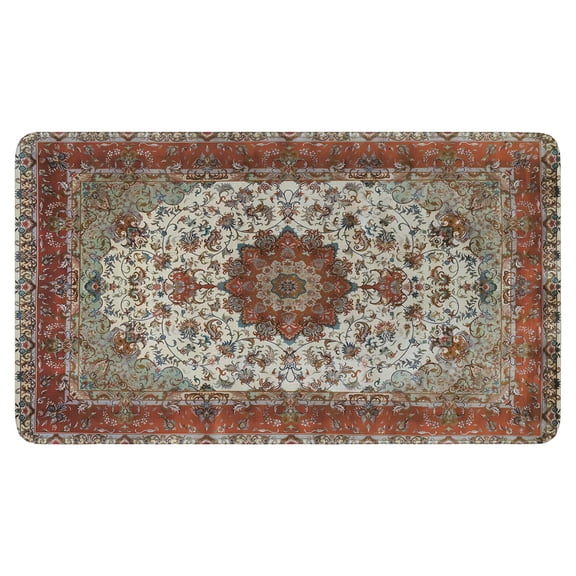 Bohemian Brown Floral Patterned Carpet Welcome Door Mat Decorative Doormat Farmhouse Low-Profile Floor Rug Switch Mat for Home Indoor Outdoor Decorations 17 X 30 Inch